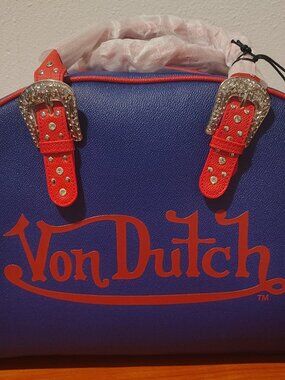 VonDutch Blue & Red Duffle "Bowling Bag"